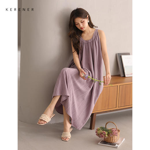 可人儿小众设计师新款泡泡绵女士睡衣夏季少女睡裙可外穿家居服 商品图3