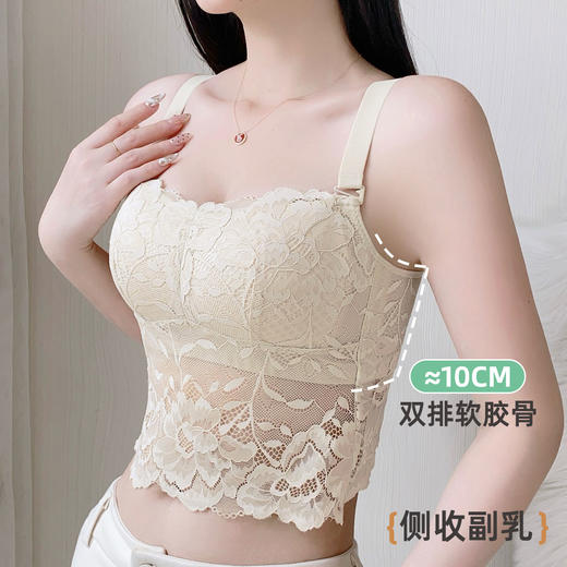 雅黛丽内衣女吊带蕾丝大胸显小收副乳防下垂大码文胸罩夏季薄款 商品图5