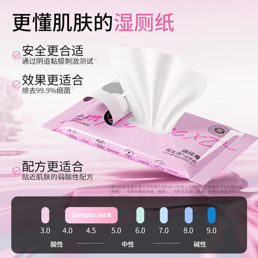 洁比兔益生菌湿厕纸10抽/包姨妈期亲密前后女性专用湿巾 商品图4