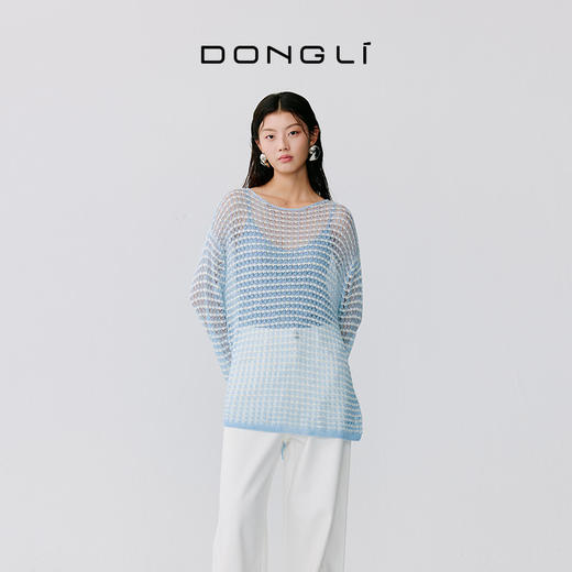 东黎 • 温柔的海风 桑蚕丝山羊绒女士春夏圆领套衫 5338 商品图5