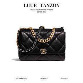 香奈儿-19BAG品牌徽标金扣链条口盖包斜挎单肩包女款黑色（LZ*MM）