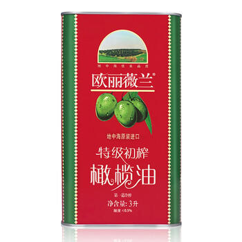欧丽薇兰 Olivoila 食用油 保真 特级初榨橄榄油红装3L（地中海原装进口） 商品图1
