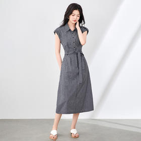 「高货wl」全新升级【铂金会员358/天猫479/差价121】(71055)洛诗琳法式系带格子无袖连衣裙2025夏季新款收腰显瘦裙子