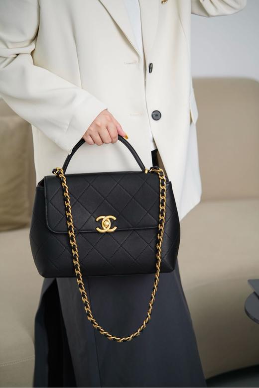 香奈儿25s手提口盖包 黑金大号（MM） 商品图1