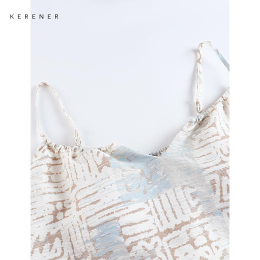 可人儿小众设计泡泡绵夏季女士吊带睡衣时尚可外出家居服套装 商品图1