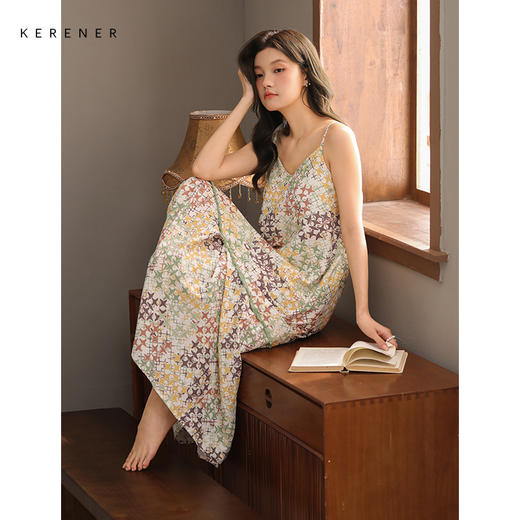 可人儿带bra小众设计新款泡泡绵女士睡衣夏季少女睡裙可外穿居家 商品图2