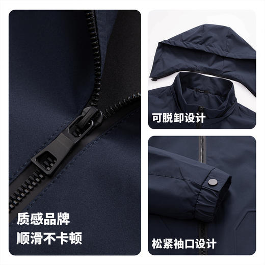 圣得西男士可拆卸帽短款风衣式外套2025春新款中青年商务休闲夹克 商品图5