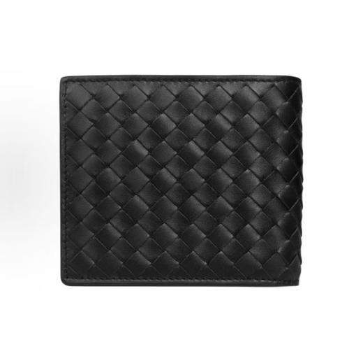 Bottega Veneta葆蝶家 编织对折 小牛皮 钱包 男款 黑色全（LZ*MM） 商品图0
