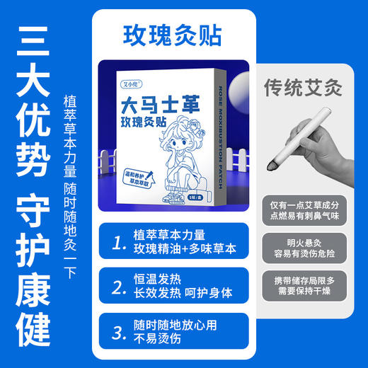 大马士革玫瑰精油灸贴热敷艾灸贴自发热蒸汽暖贴穴位贴颈肩腰腿贴 商品图1