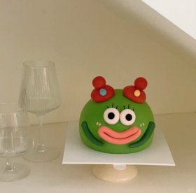 丑萌仔仔微笑蛙香肠嘴卡通蛋糕-低糖处理无添加