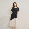 【限时秒杀】西遇气质优雅法式钉珠领口连衣裙女夏季亮片撞色拼接长裙V2451119 商品缩略图3
