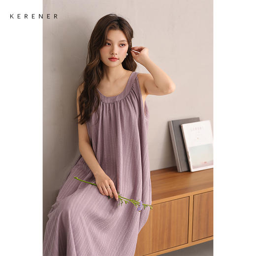 可人儿小众设计师新款泡泡绵女士睡衣夏季少女睡裙可外穿家居服 商品图2