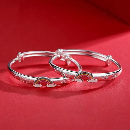 【宏艺珠宝】萌宝彩虹儿童手镯·足银手镯 商品图1