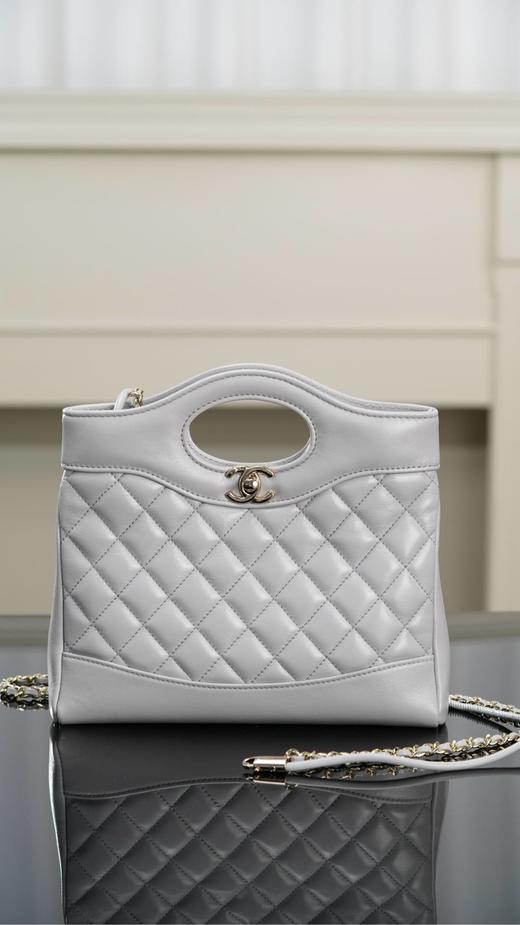 香奈儿 31bag mini 浅灰 淡金扣菱格纹 小羊皮 链条单肩手提斜挎包 （*HH） 商品图0