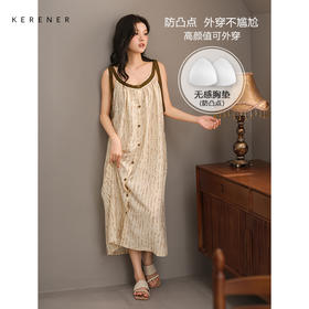 可人儿带bra小众设计泡泡绵女士睡衣夏季少女睡裙可外穿家居服