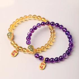 天然和田玉水晶福禄手串