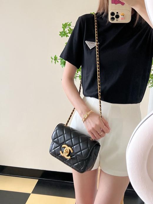 香奈儿 24B 秋冬 大LOGO口盖包 黑色 （LZ） 商品图2