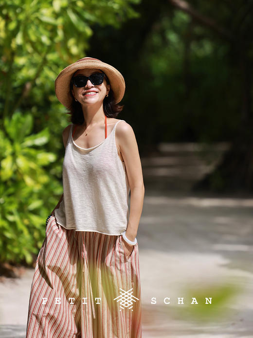 PETIT SCHAN小闪 CLO#868 Little Morning 小清晨 亚麻棉桑蚕丝卷边松弛感小吊带 商品图8