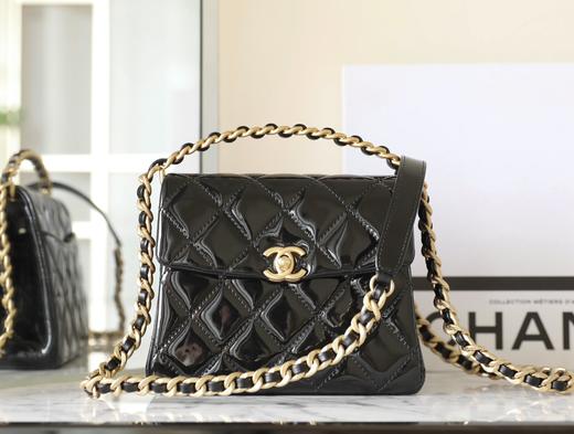 香奈儿 24ss春夏 复古链条手提包 黑/白（LZ） 商品图2