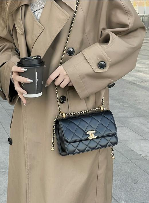 香奈儿 24c 早春 双金珠口盖包 黑色 小号/中号（LZ） 商品图8