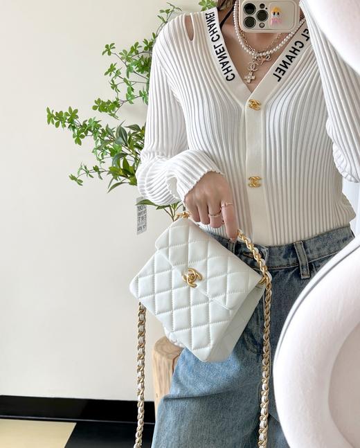 香奈儿 24ss春夏 复古链条手提包 黑/白（LZ） 商品图10