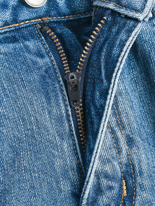 慵懒松弛感～蓝色高腰牛仔半身裙 直筒开叉 中长款 A 字裙 商品图3