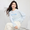 【07/23新品】熙世界慵懒风条纹T恤女长袖2025初秋新款休闲百搭牙刷绣宽松上衣 商品缩略图4