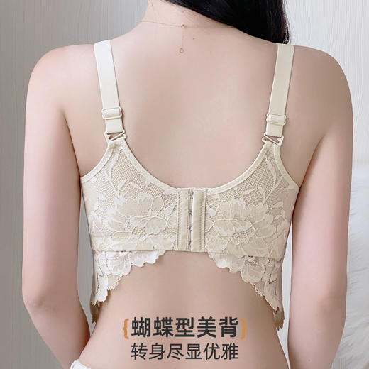 雅黛丽内衣女吊带蕾丝大胸显小收副乳防下垂大码文胸罩夏季薄款 商品图8
