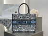 迪奥 印花刺绣 棉 托特包Tote包购物袋白蓝蝴蝶手提包 中号 （LZ） 商品缩略图1