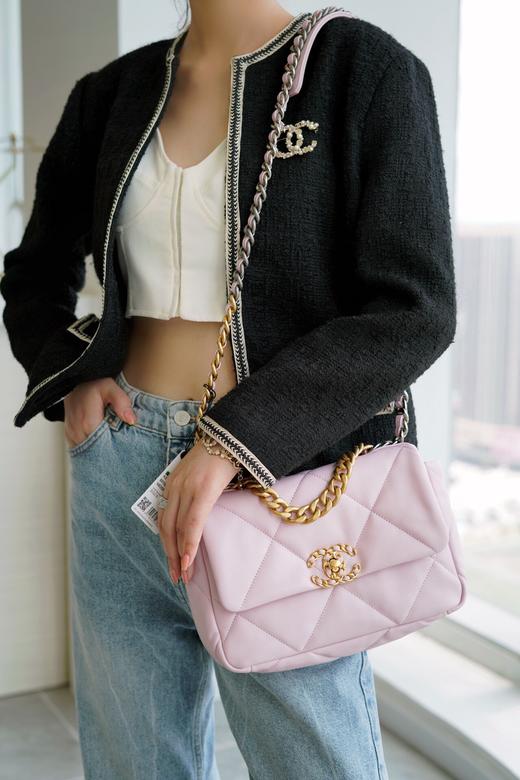 CHANEL香奈儿 19Bag 金扣翻盖双链条 羊皮 单肩斜挎包 小号 （LZ*MM） 商品图11