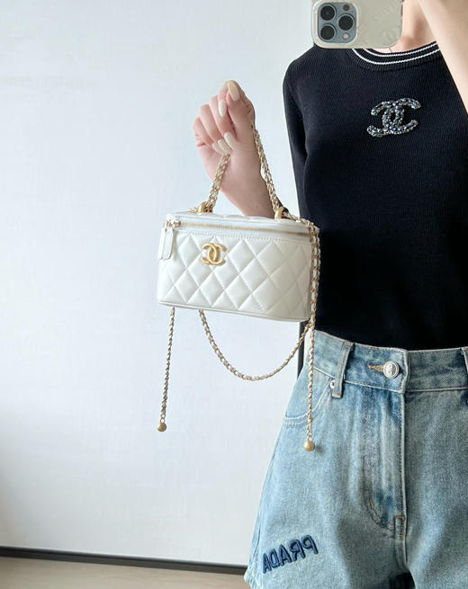 香奈儿 25S 春夏 双金珠化妆盒子白色 （LZ） 商品图8