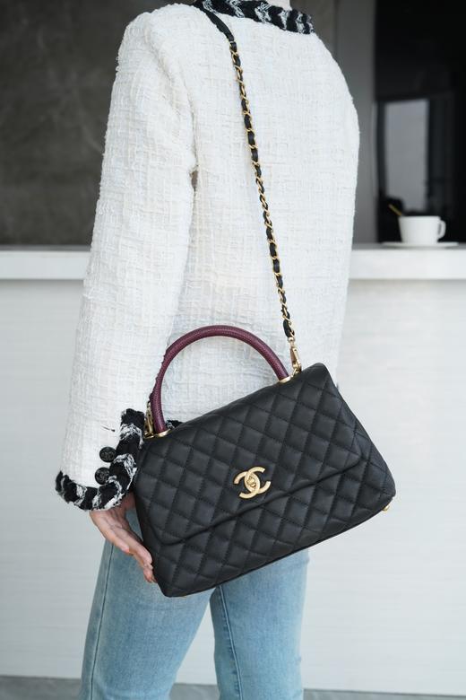 香奈儿-COCO Handle 蜥蜴手柄 原厂皮 黑色小/大号（LZ*MM） 商品图6