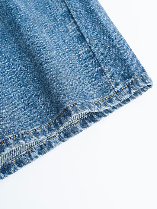 慵懒松弛感～蓝色高腰牛仔半身裙 直筒开叉 中长款 A 字裙 商品图4