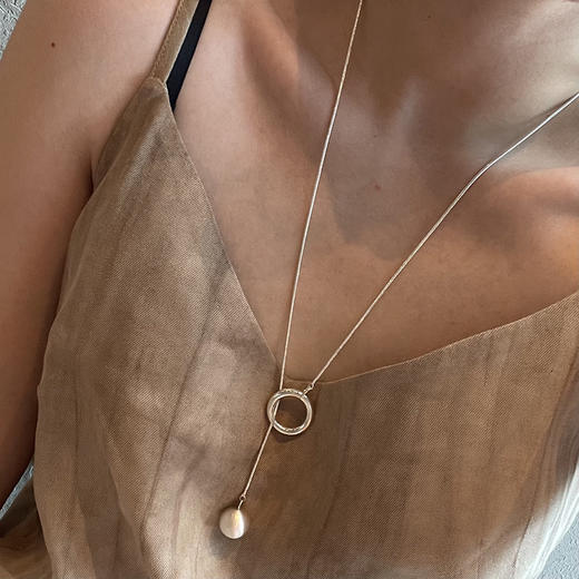 银色铜长款项链流苏高级感美式小众设计百搭蛇骨链 商品图5