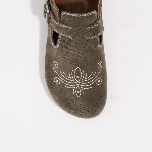 lost in echo2025早秋新款时髦复古刺绣包头牛仔勃肯拖鞋一脚蹬女 商品图2