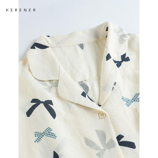 可人儿小众设计师新款女士睡衣夏季短袖可外出家居服三件套 商品图1