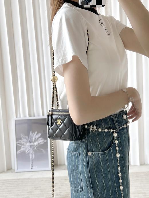 新版发售 金球化妆盒子包  金属球调节扣链条口红包 黑色 （LZ*MM） 商品图4