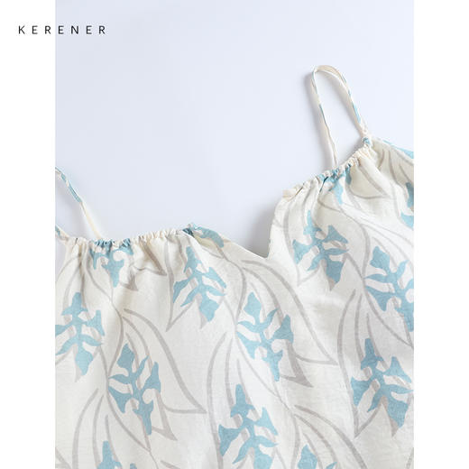 可人儿小众设计新款泡泡绵夏季女士吊带睡衣时尚可外出家居服套装 商品图1