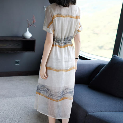 雀说 衬衫连衣裙女夏季新翻领款收腰显瘦名媛气质高端优雅裙子5ZF-34289 商品图3