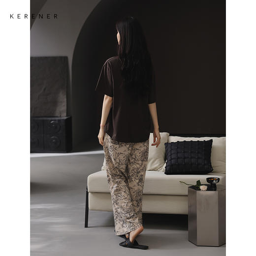 可人儿带胸垫睡衣夏季凉感莫代尔女士家居服短袖长裤三件套可外穿 商品图3