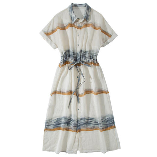 雀说 衬衫连衣裙女夏季新翻领款收腰显瘦名媛气质高端优雅裙子5ZF-34289 商品图4