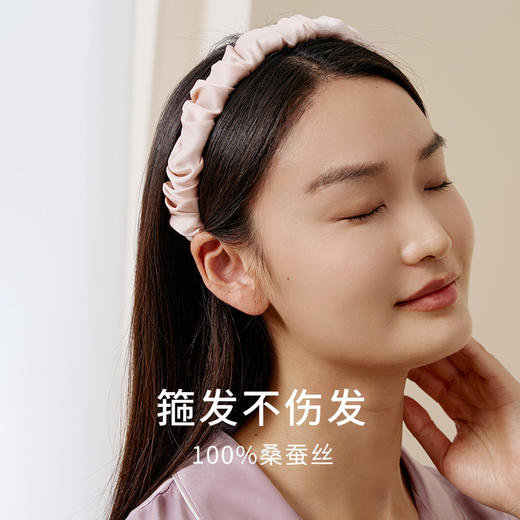 金三塔100%桑蚕丝发圈女简约柔软舒适弹力均码女士发箍真丝发绳  JXQ313 商品图1