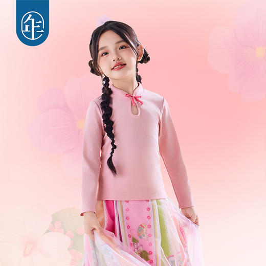 年衣女童长袖上衣2025年秋季新款立领儿童新中式国风T恤打底衫花香糯糯长袖上衣 商品图0