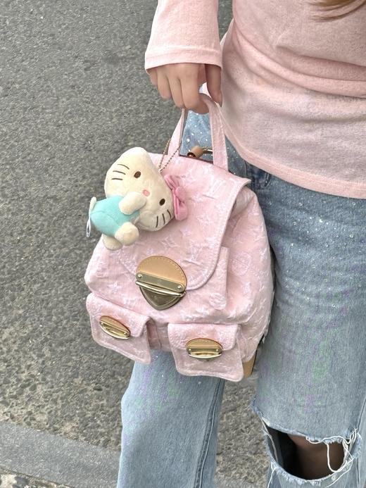 驴家 Venice 粉丹宁浅金色五金可调节肩带 棉 双肩包 女款 粉红色（MM） 商品图9
