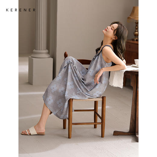 可人儿带bra小众设计泡泡绵女士睡衣夏季少女睡裙可外穿家居服 商品图2