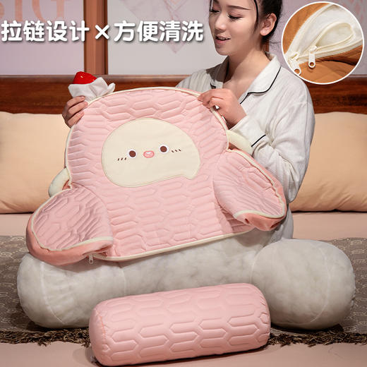 自然醒瑞士卷蛋糕乳胶拥抱式腰靠夏季榻榻米护腰枕头靠枕床上床头靠可拆洗QYL 商品图4