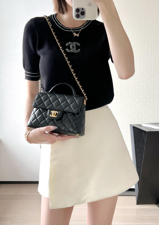 香奈儿 25p春夏 羊皮竖款小号黑色（LZ） 商品图5