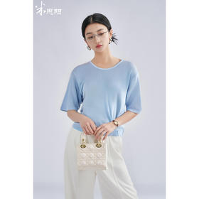 松弛感轻盈微透云柔衫 米思阳2025夏季新款不对称结构设计针织T恤3204