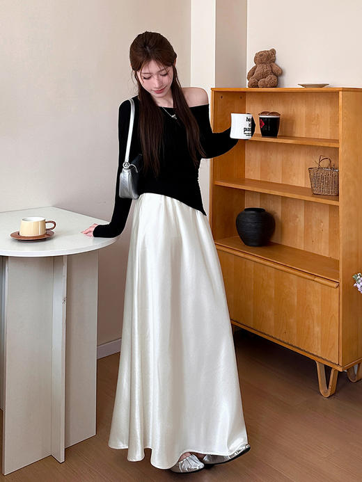 SIIJJEYY枝辑品牌夏季新款仿醋酸缎面流光半身裙 商品图7