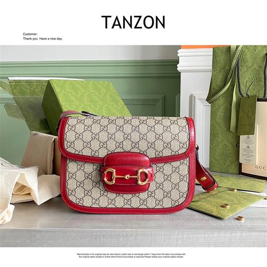 古驰- 1955 horsebit 老花LOGO帆布拼皮革 马鞍包手提斜挎单肩包 男女同款 百搭文艺款 肖战/杨幂/倪妮/IU同款 #送礼推荐（LZ） 商品图2